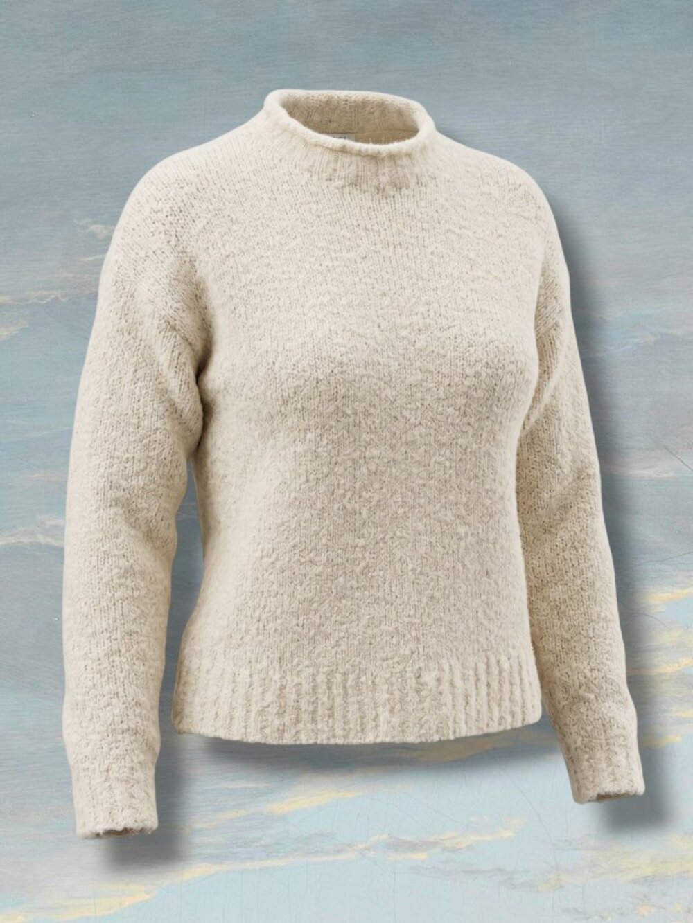 J. Crew Alpaca Wool Blend Mock Neck Textured Knit Sweater Cream White S